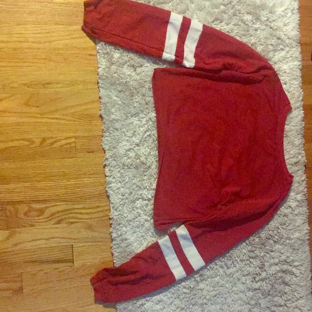 Varsity Long Sleeve Cropped Crew Tee
